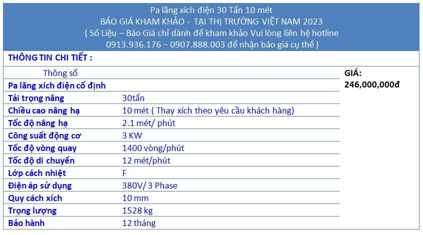 Cập Nhật Giá Và Thông Số  Pa Lăng Xích Điện 30 Tấn 10 mét